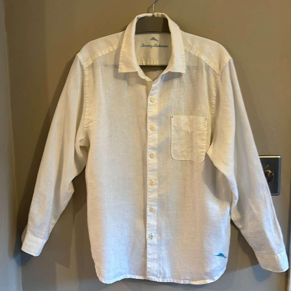 Tommy Bahama Men’s Size Medium Long  Sleeve Button Down Linen Shirt